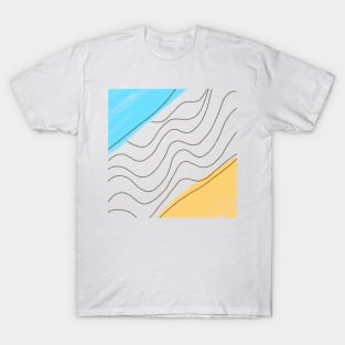 Blue green watercolor lines art design T-Shirt